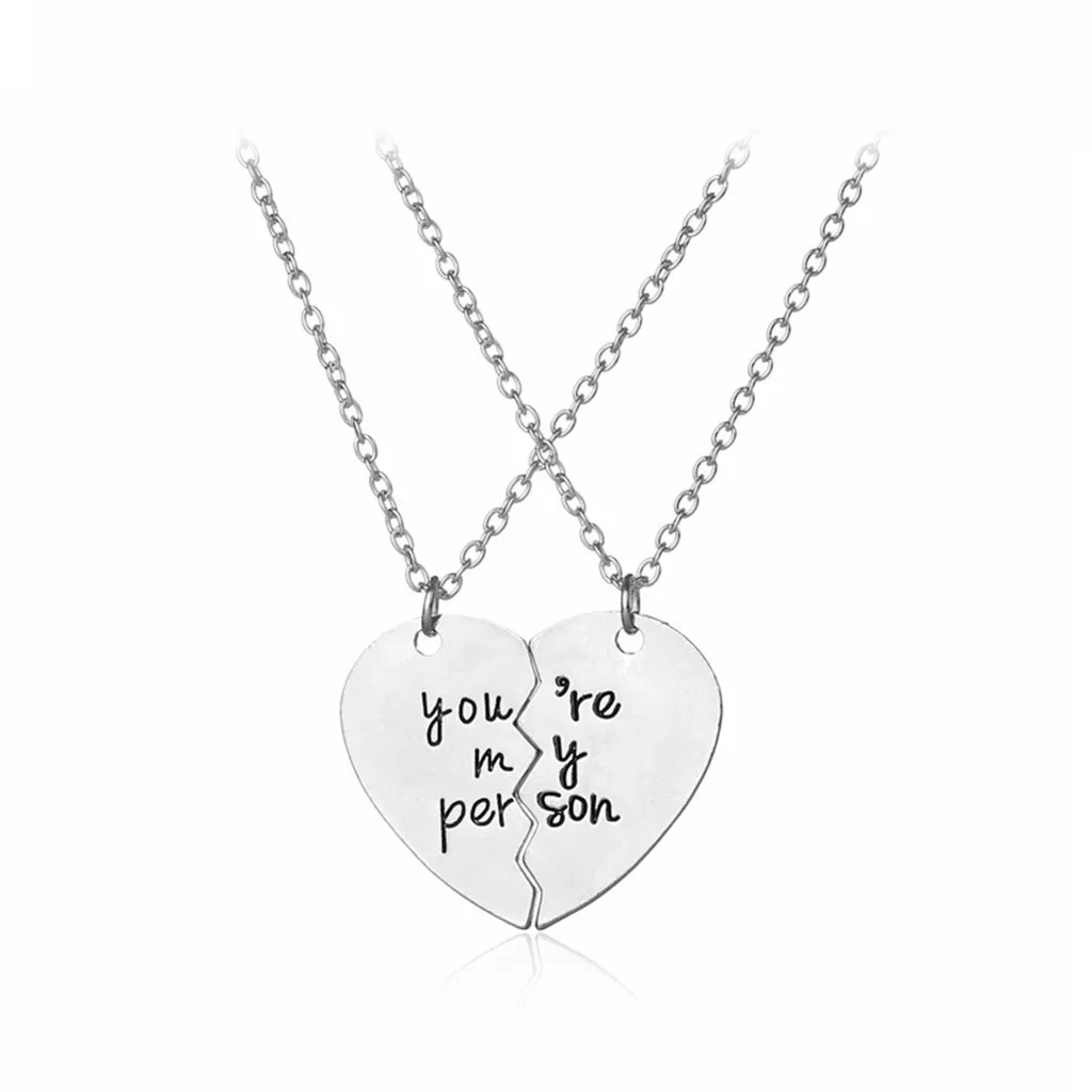 

Street Style Love Symbol Jewelry A Love Split Into Two Halves Necklace Letter Print With Meaningful Necklace d50
