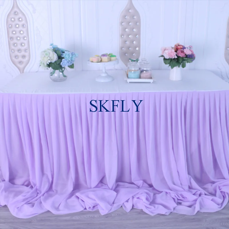 CL072 gorgeous made many colors new fancy wedding long drape ruffled blush pink table skirt