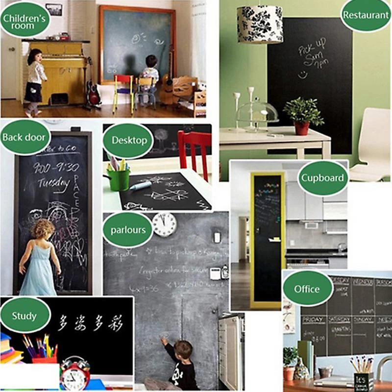 

Creative Large Blackboard Wall Sticker Chalkboard Vinyl Stickers Removable Black Board Pizarra Kids Office School Supplies