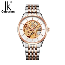 IK Colouring Mens Watches 2017 Automatic Mechanical Skeleton Dial Male Clock Full Stainless Steel 5ATM Waterproof Heren Horloge