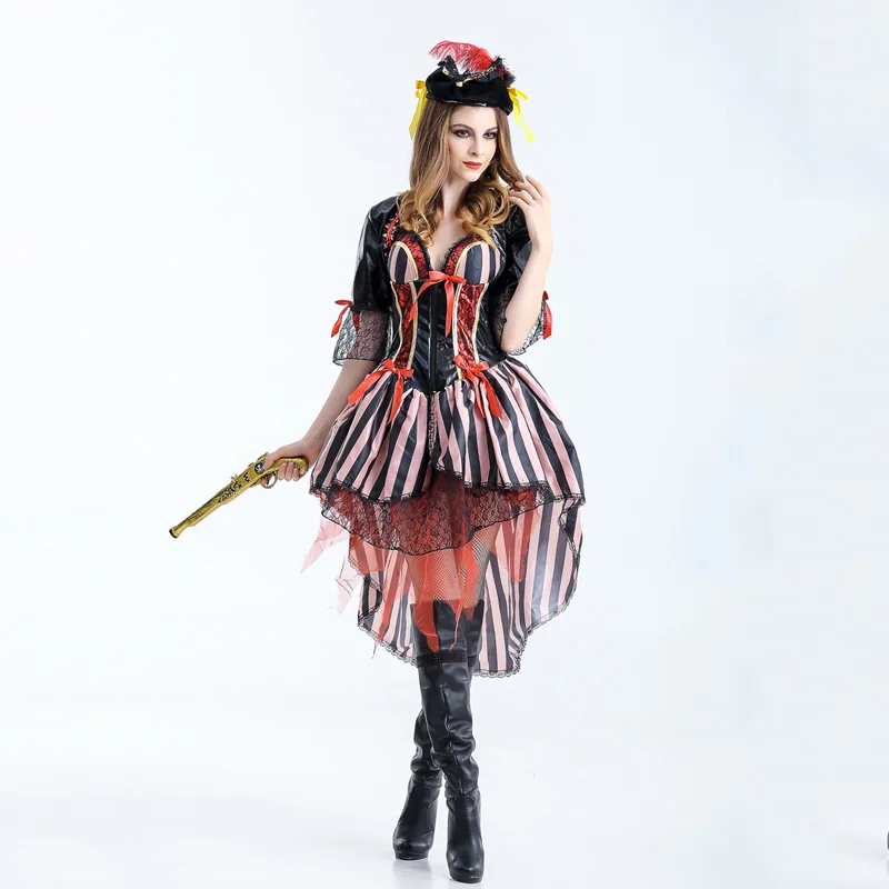 Пиратский формирователь тела костюм для взрослых на Хэллоуин фантазия Необычные Вечерние платья