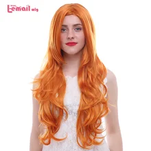 L-email парик новые женские косплей парики 75 см длинные волнистые оранжевые термостойкие синтетические волосы Perucas Косплей парик
