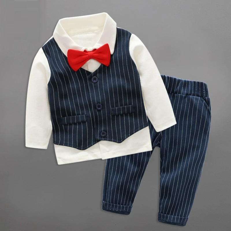 2018 Baby Boys Gentleman Suits Newborn Boy Clothing Sets Cotton Spring
