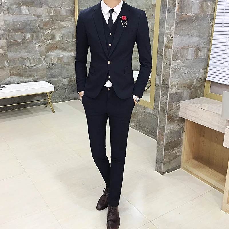 High-end-Herren Anzüge Mode Slim-fit Business Bräutigam Hochzeit Kleid Klassiker Casual Männer Anzug Jacken + Westen + hose
