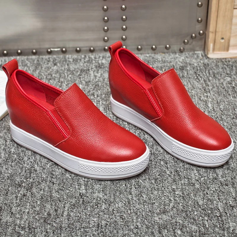 

Women's Genuine Leather Wedge Platform Slip-ons Loafers Casual Shoes For Women Female Comfort Fashion Moccasins Espadrilles Sale