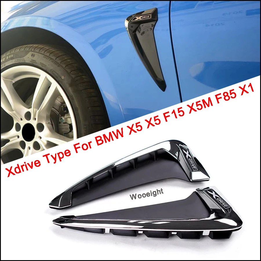 Chrome Glossy Black Side Wing Air Vent Fender Trim Grill for MW X5 F15 14-18