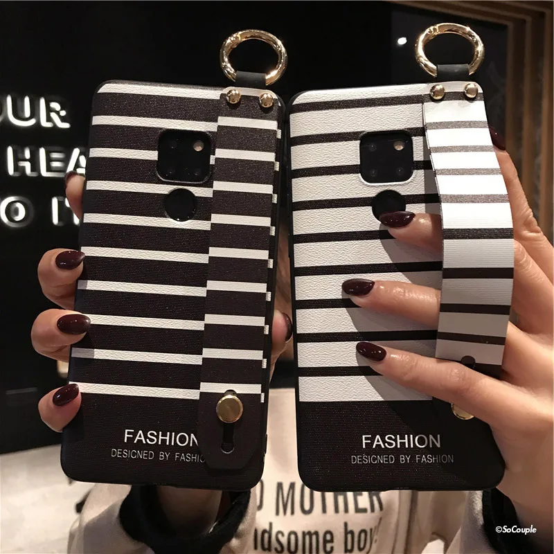 SoCouple Wrist Strap Phone Cases For Huawei Mate 10 Mate 20 Pro P10 plus P20 Pro Lite Nova 3 3i 2s Stripe Pattern Soft TPU Cover (1)