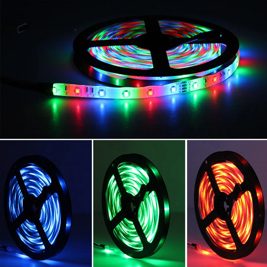 Светодиодная лента белый теплый белый RGB 5 м 2835smd fita de Светодиодная лента Диодная лента 12 В светодиодный светильник с адаптером питания постоянного тока 12 В