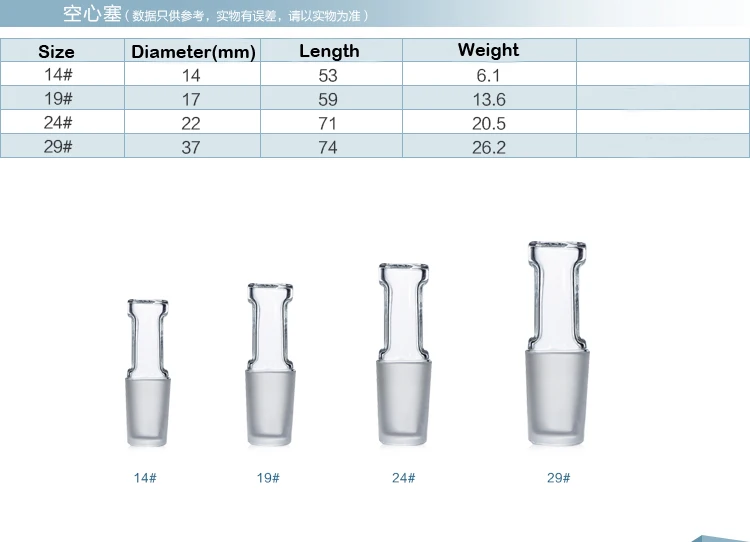 10 шт./лот Диаметр 14 19 24 29 34 40 Стекло полый разъем Стандартный полировки пробка шлифовальные вилки бесплатная доставка