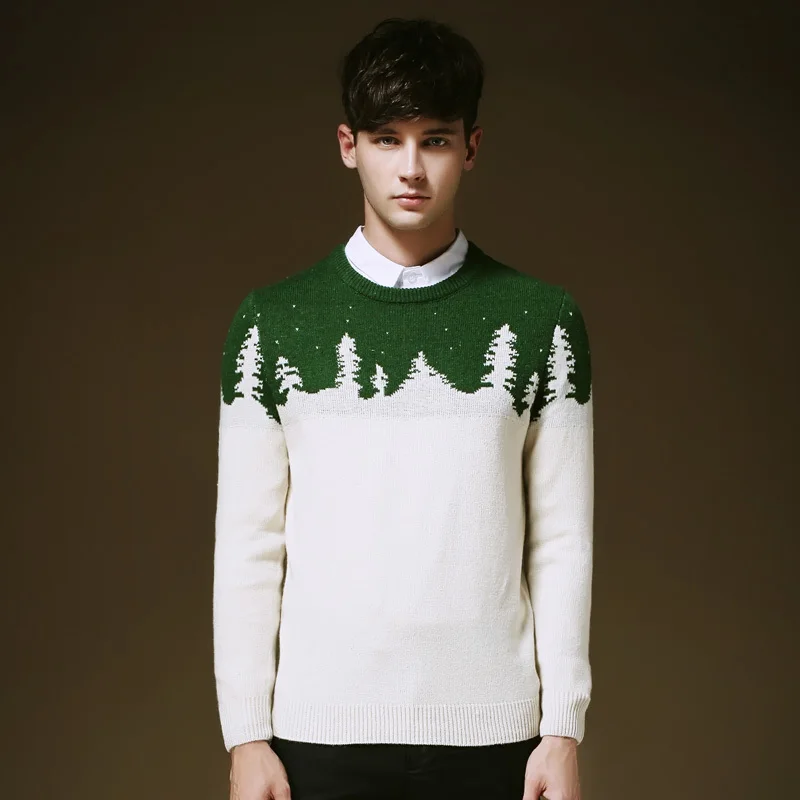 New Hot Men Christmas Pullover Sweaters Korean Style Young