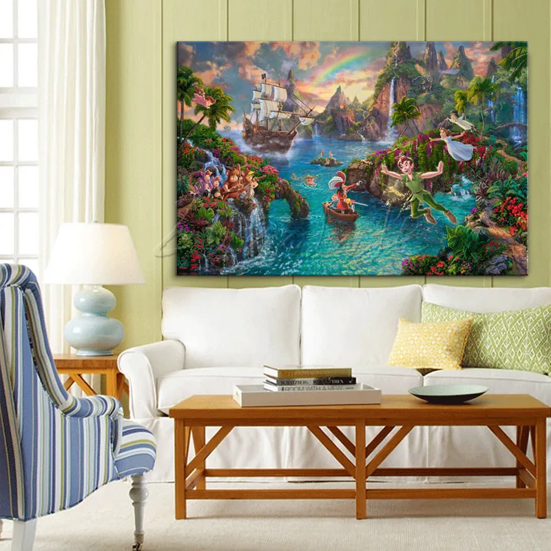 Томас Кинкейд Питер Пэн картины холст печать постер и принт домашний Декор стены искусства картины для гостиной caudros
