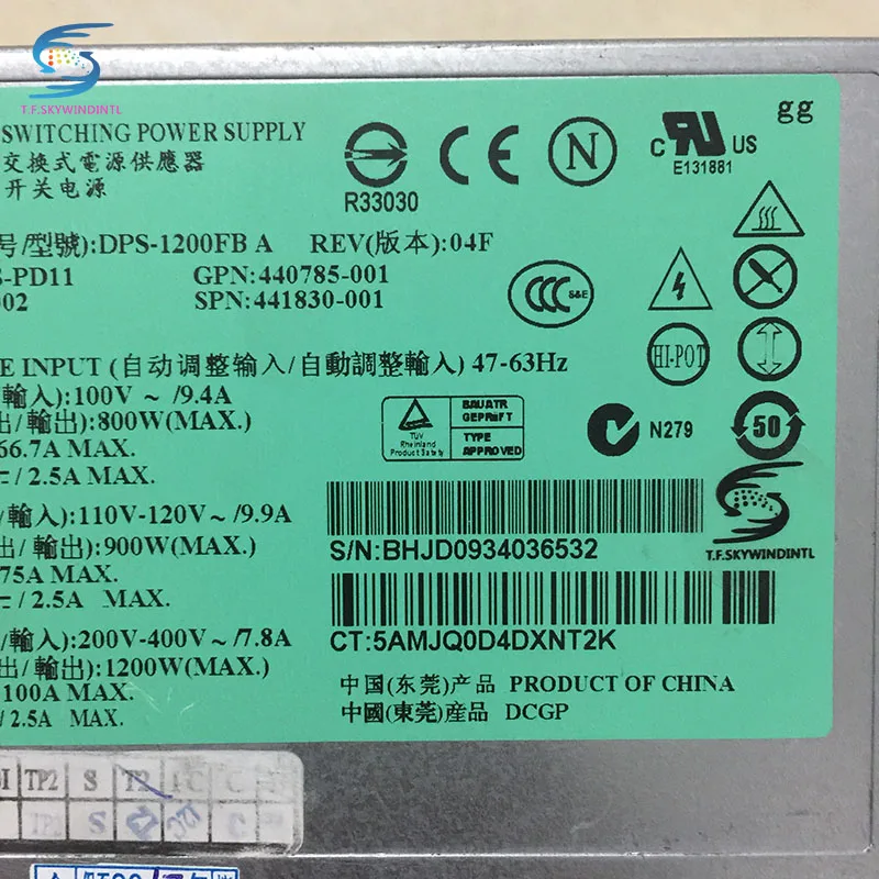 free ship by SPSR DL580G5 800 1200W 437572 B21 PC Power Supply 441830 001 438202 001