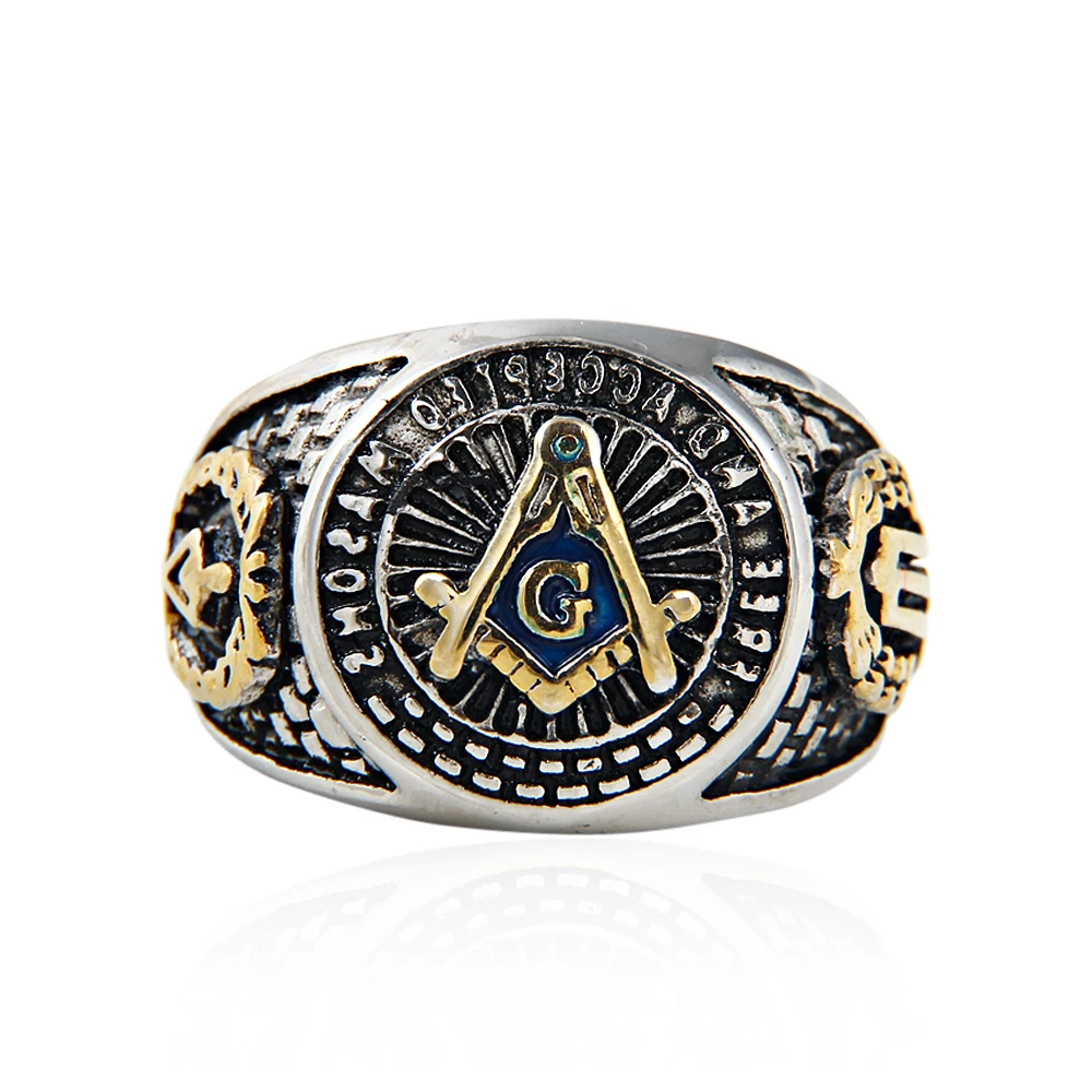 MSR0004 1 Trendy Freemason Men's Ring Mason 316L Stainless Steel