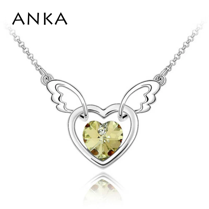 

ANKA Collier Collares Mujer Fashion Colourful Austria Crystal luxury Wing Heart Pendant Necklace Crystals from Austria #87199