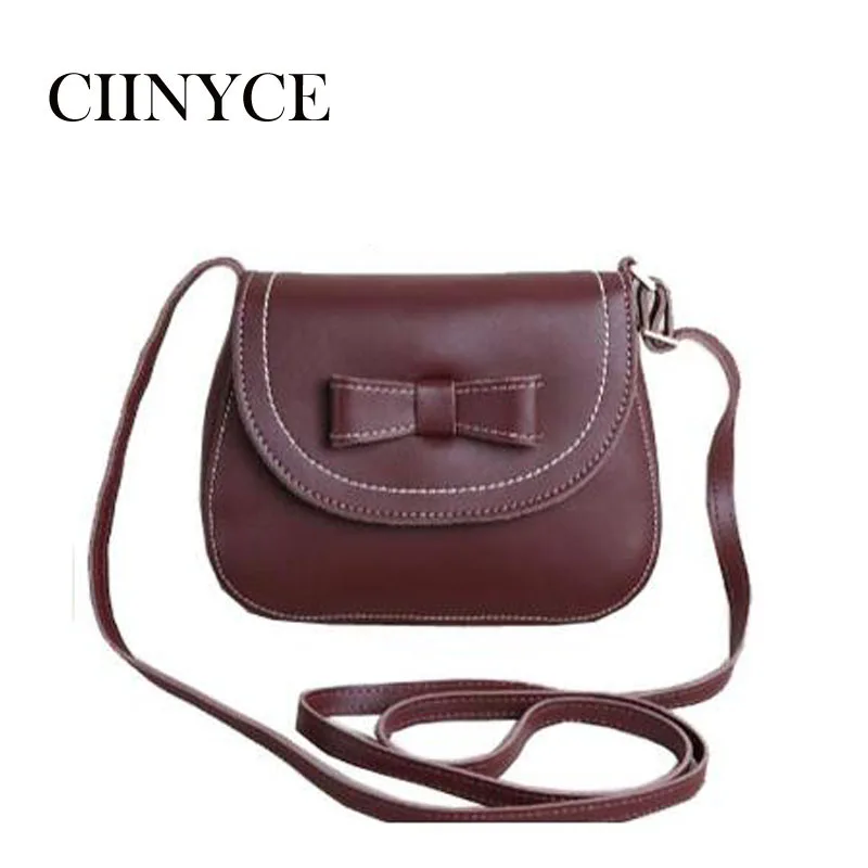 

Factory Price!women Genuine Leather Small Messenger High Quality Cross Body Bags For Women 2018 New Top-hand Flap With Bow