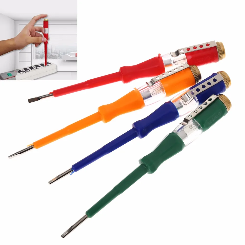 

YOFE Test Pen Portable Flat Screwdriver Electric Tool Utility Light Device Screw Driver Hand Tools LED Voltage Tester Colorful