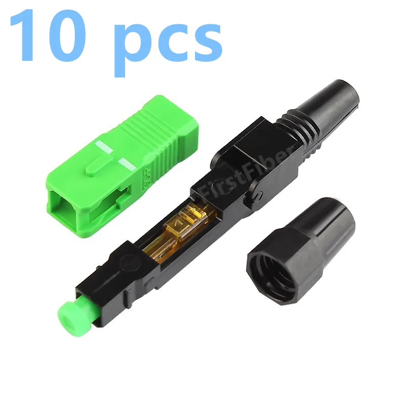 

FirstFiber 10pcs SC/APC Fast adapter Connector adapter support 0.9mm 2.0mm 3.0mm Indoor and FTTH Flat Cable Fast/Quick Field