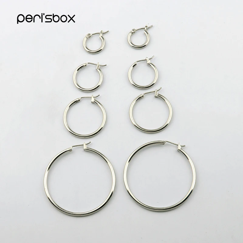 Peri'sBox Steampunk Gold Sliver Plated Round Hoop Earrings Statement Small Big Earrings Hoops Minimalist Earrings 13mm 18mm 25mm - Image 4
