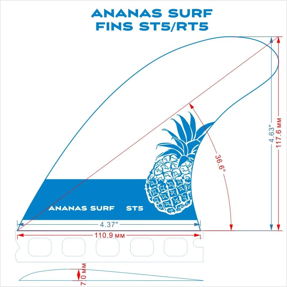 Ananas Surf ласты для серфинга, два 2 плавника, quad, будущая Базовая Плавник Набор kitesurfboard wakesurf sup аксессуары