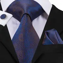 C-3048 Hi-Tie Роскошный Шелковый мужской Галстук Пейсли синий галстук носовой платок запонки набор 8,5 см Мужские Классические Вечерние и свадебные галстуки 150 см