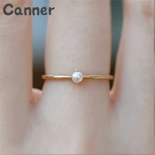 Canner Dainty кольца с искусственным жемчугом золотые тонкие кольца для женщин женские Свадебные обручальные кольца ювелирные изделия из бисера Anillos A40