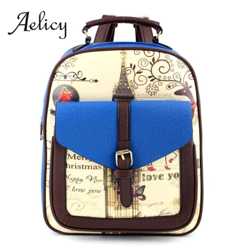 

Aelicy Students Belfry School Bag Quality canvas Book Bag Women Men Small Backpack Satchel Top Handle Double Shoulder Bag