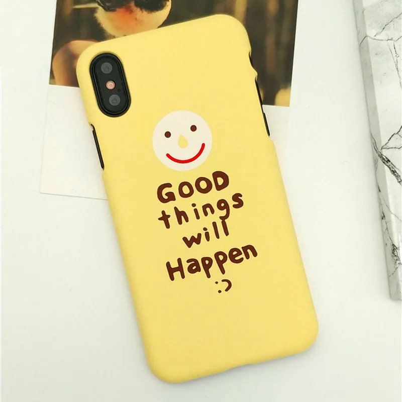 KIPX1026A_1_Frosted Case For iPhone 7 Hard Protective Case For iPhone X iPhone 6 6S 7 8 Plus Smile Face Pattern Back Cover