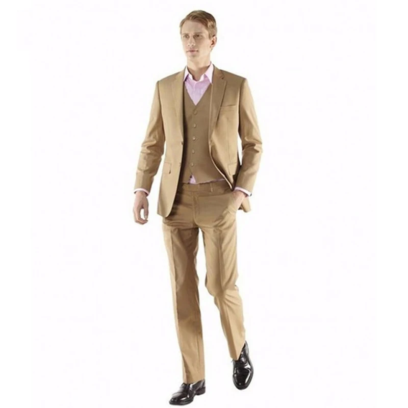 

Slim Fit Wedding Men Suits Groom Wear Tuxedos 3 Pieces (Jacket+Pants+Vest) Bridegroom Suits Blazer Best Man costume homme