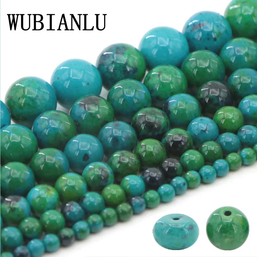 WUBIANLU Новый 4681012 14 мм Азурит хризоколла Малахит Ясперс Loose бусы для изготовления