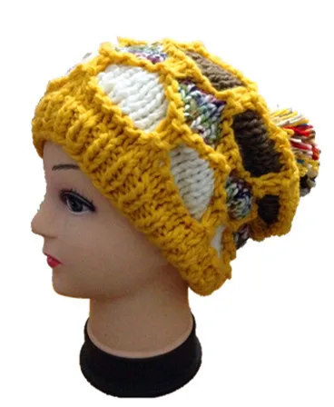 Bomhcs зима Для женщин теплая шерсть ручной вязки Кепки шапочки