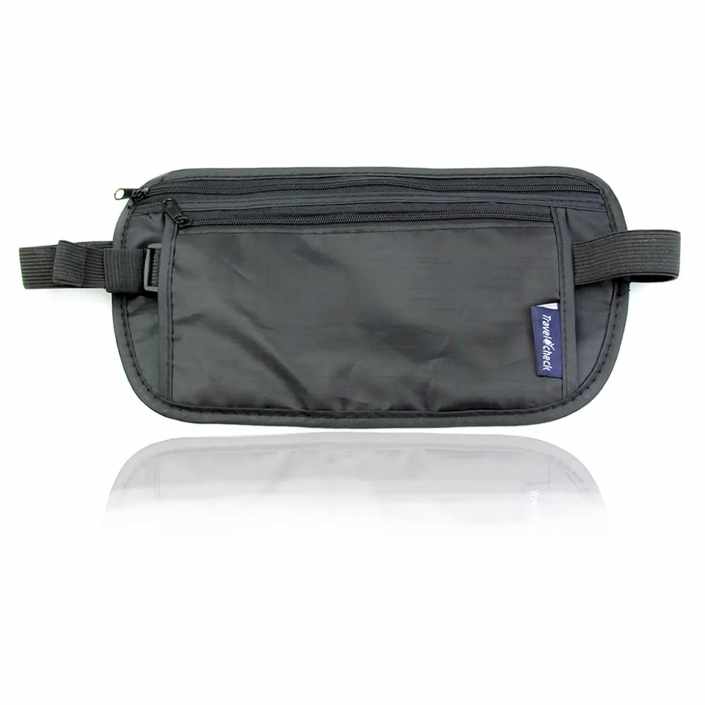 Unisex Travel Security Zipped Money Bum Pouch Passport Waist Belt Bag
