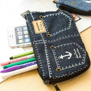 

Denim Shorts Big Capacity Pencil Case Canvas Home Storage Cosmetic Bags School Pen Bag OH66