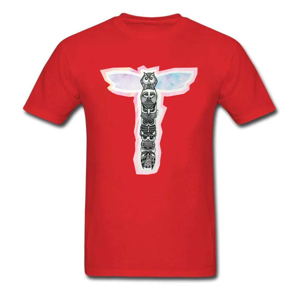 Owl Totem Plain Short Sleeve Leisure Tshirts 100% Cotton Crewneck Male Tops T Shirt Design T Shirt Summer Drop Shipping Owl Totem red