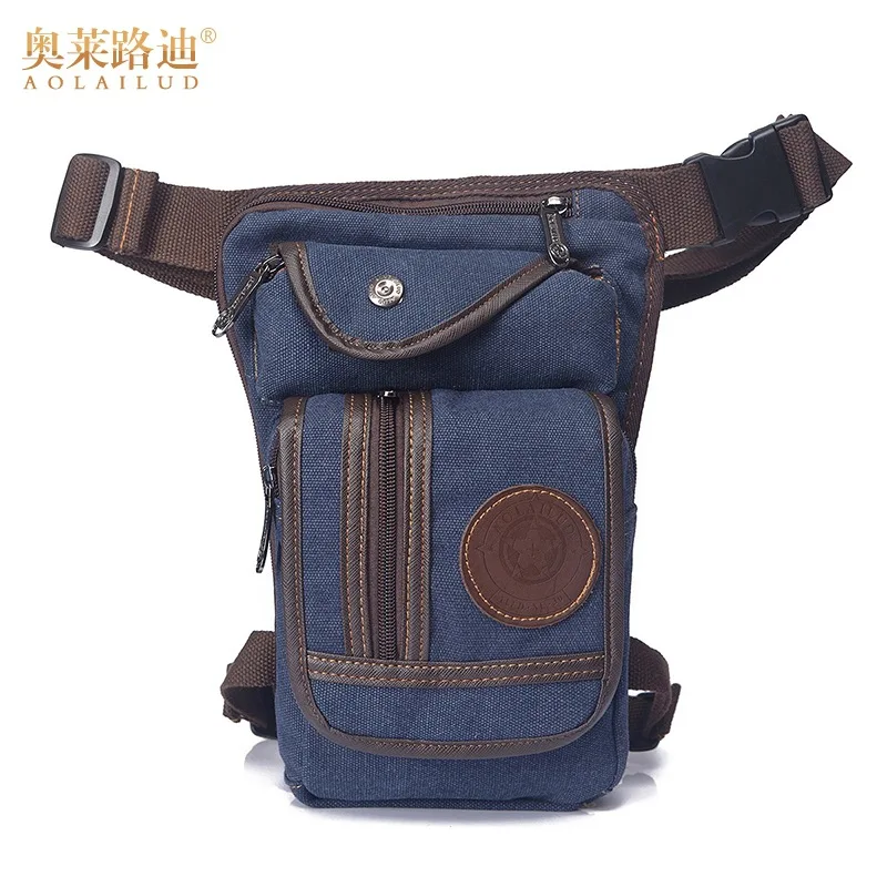 

quality fashion waist bag Fanny pack waterproof canvas waist pack belt bag men casual leg thigh holster bag military waist pouch