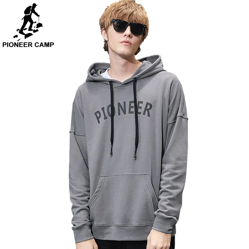 

Pioneer camp hoodies mens sweatshirts brand clothing fashion hooded loose sweatshirt men quality male AWY801275
