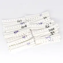 Kit variado de resistores smd 0402, conjunto de resistência de kit 1ohm-1m ohm 5% 33 valores esx 20 peças = 660 peças, kit de amostra
