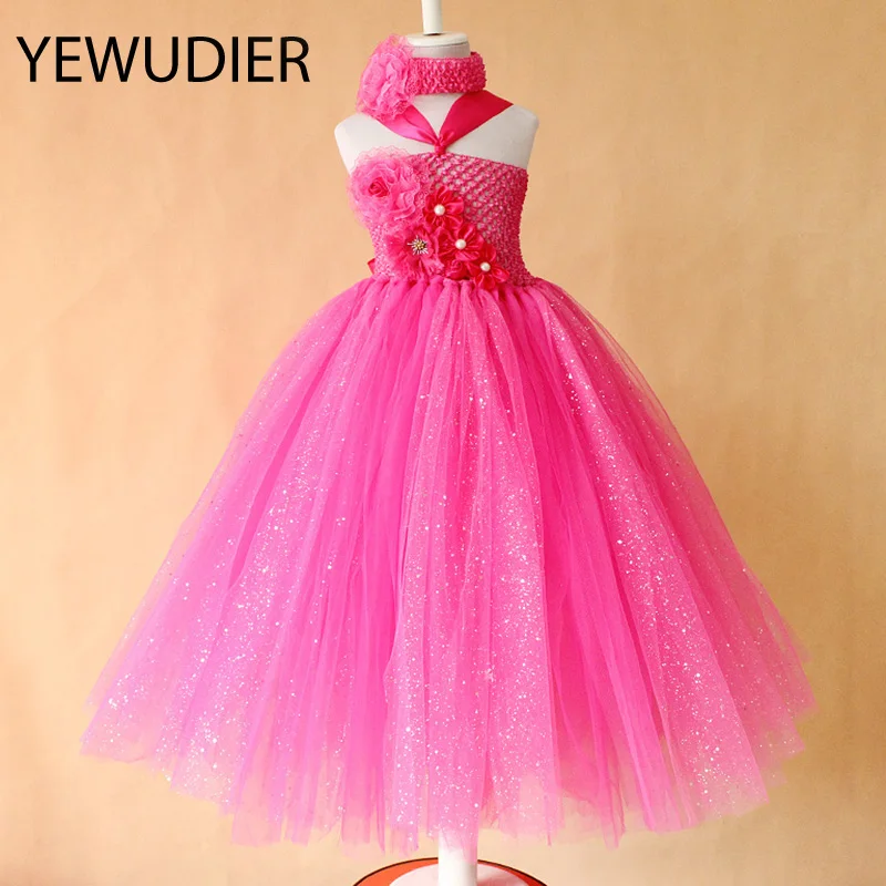 YEWUDIER New Flower Robe Fille Handmade Tutu Dress Children Wedding Party Prom Custom Dresses Princess | Детская одежда и обувь
