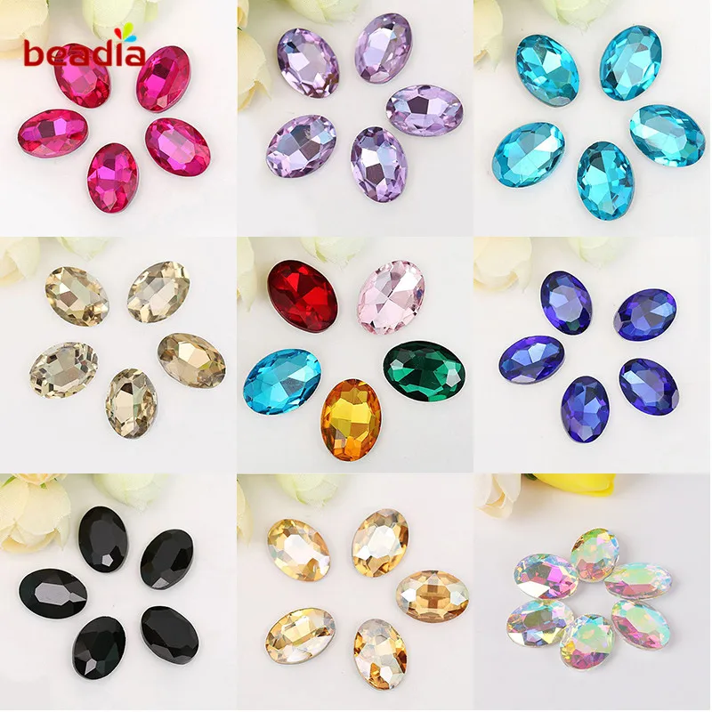 

5-50pcs Multicolor Pointback Oval Faceted Acrylic Craft Art DIY Gems Rhinestone Strass High Shine Nail Art Stones