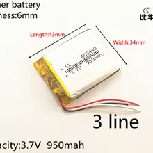 3 линии 603443 3,7 V 950MAH аккумулятор gps навигация встроенный литий-полимерный аккумулятор