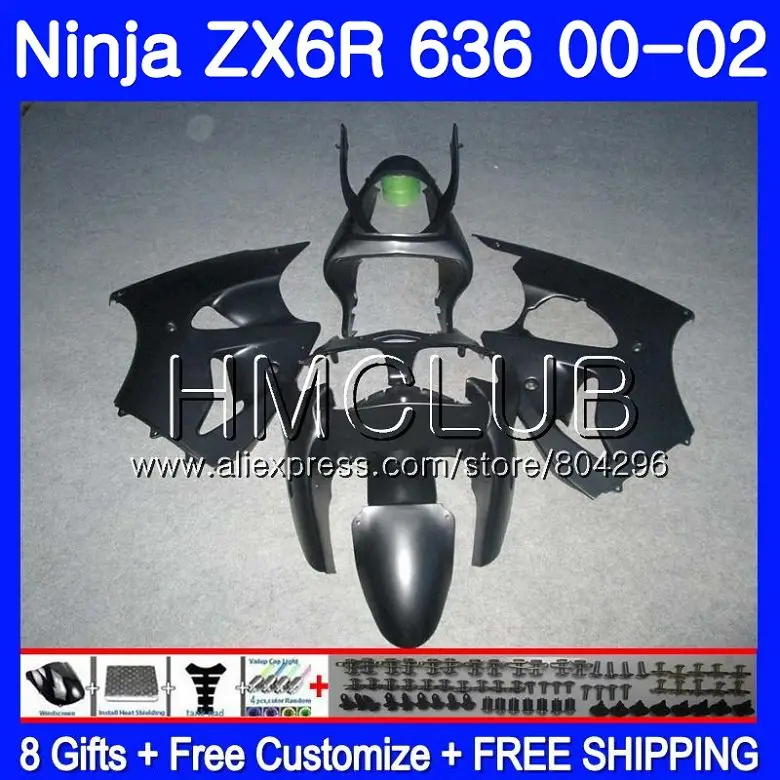 

Bodys For KAWASAKI NINJA ZX 600 CC 6 R ZX636 ZX6R 00 01 02 Matte black 19HM.22 ZX 636 ZX-6R ZX-636 ZX 6R 2000 2001 2002 Fairing