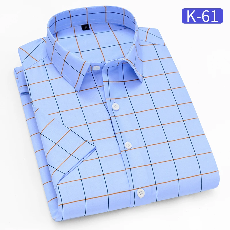 Качественная рубашка летние новые с отложным воротником с коротким рукавом полосатые деловые мужские рубашки в стиле кэжуал мягкая удобная мужская одежда