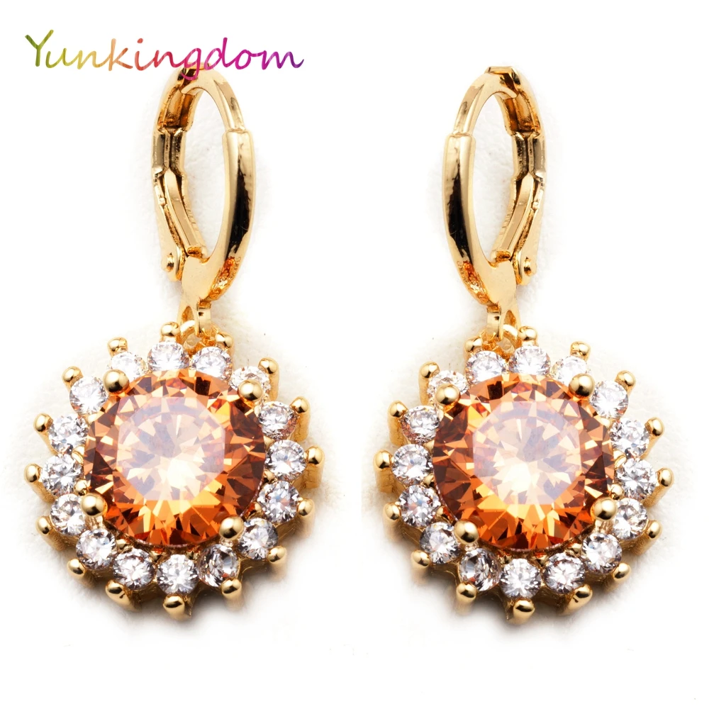 

Yunkingdom Luxury flower drop earrings for women elegant fashion jewelry