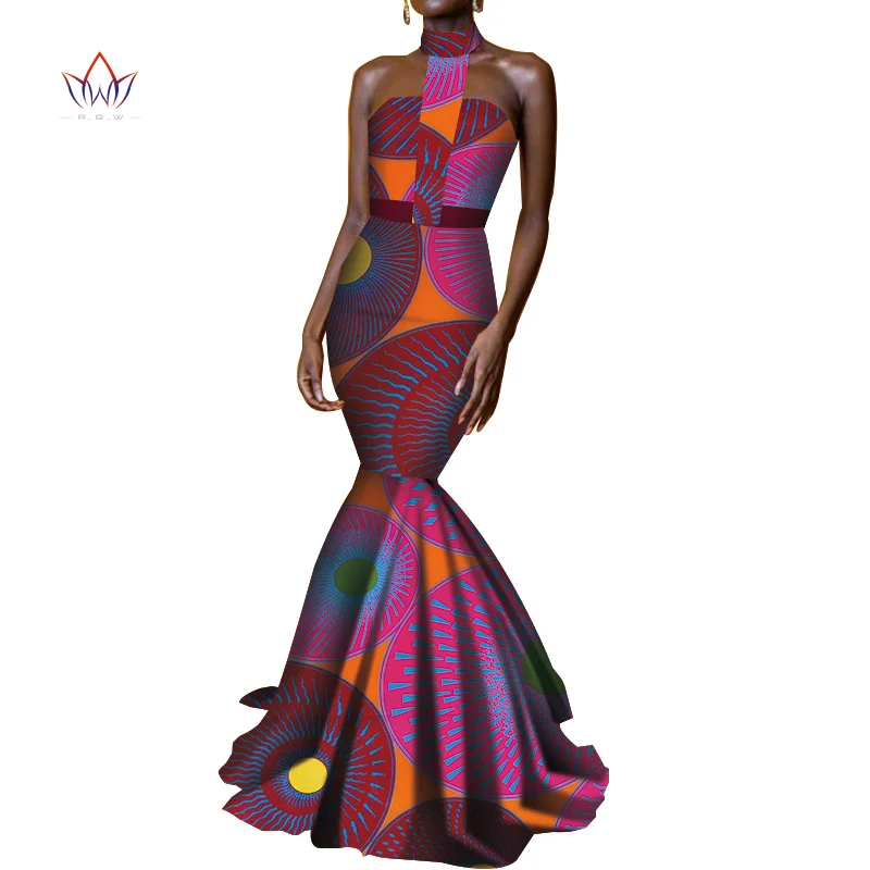 

Plus Size sleeveless mermaid dresses women traditional african fashion Clothing Africa Dashiki long print party dress WY4193