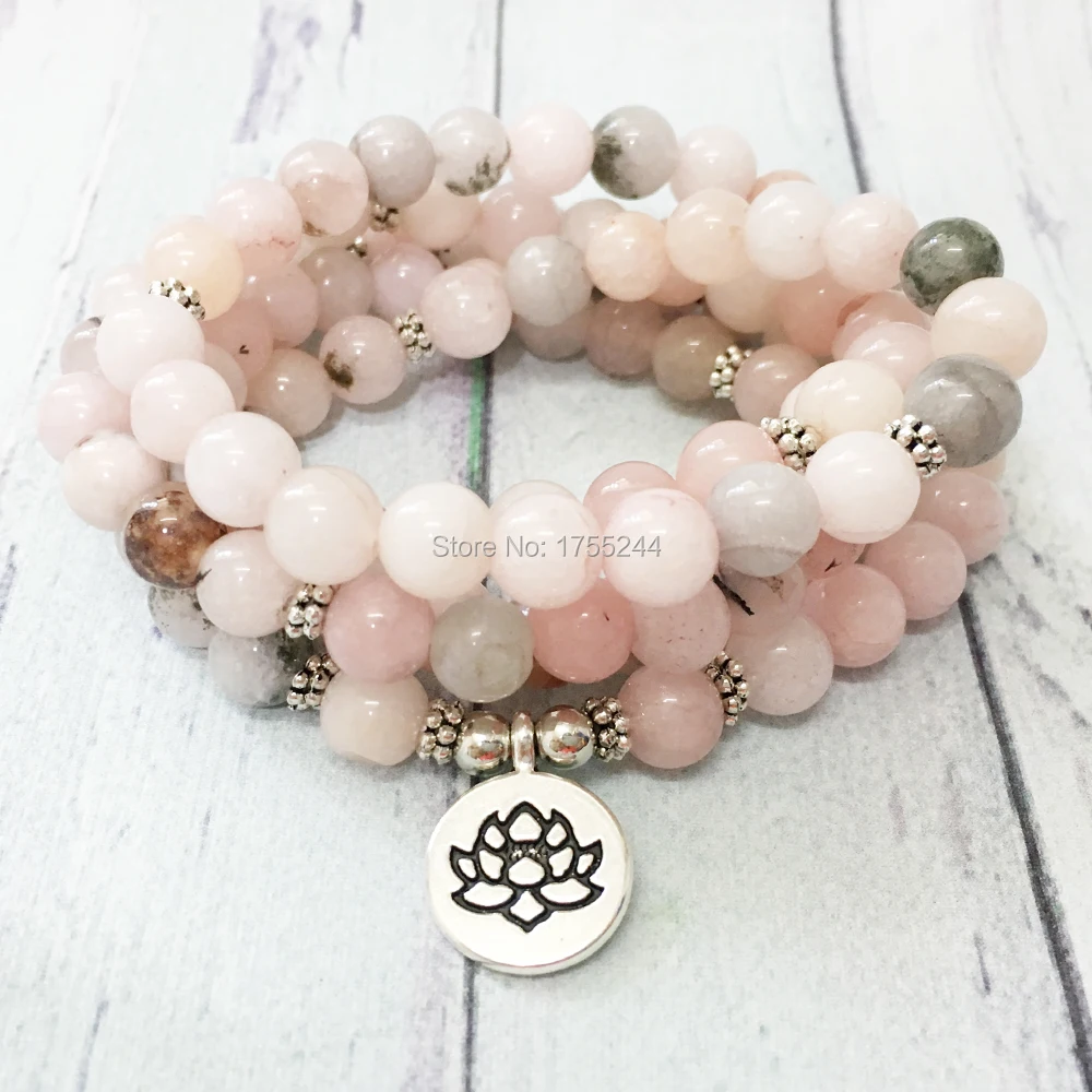 

Распродажа, женское ожерелье из розового камня 8 мм MG0476, браслет 108 Mala Lotus Chakra Yoga, религиозная практика, ювелирные изделия