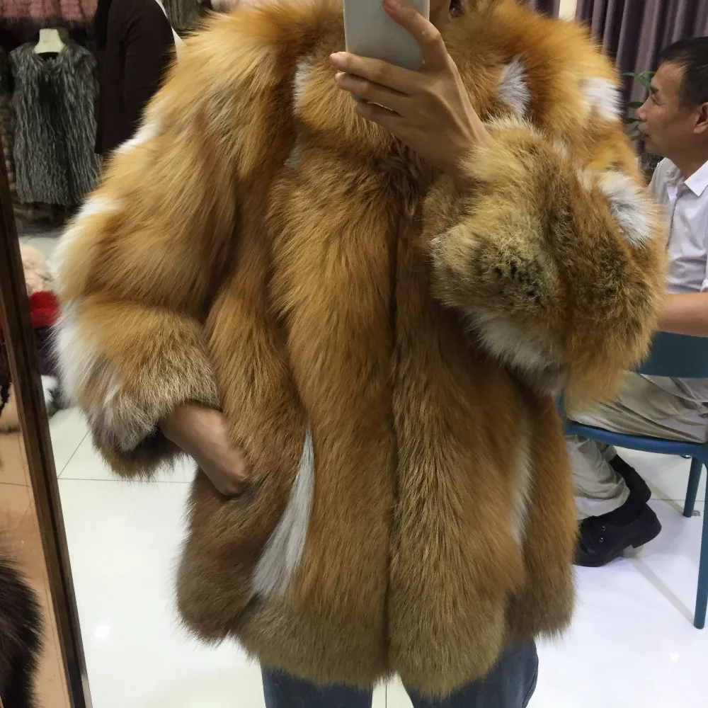 SQXR FUR Women Real Fur Coat Thick Warm Female Natural Fox Fur Jacket
