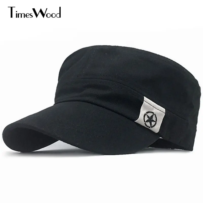 

[TIMESWOOD] New Cotton Military Caps Sun-shading Flat Top Army Camp Cool Classic Men Women Hat Adjustable Star Trucker Hats