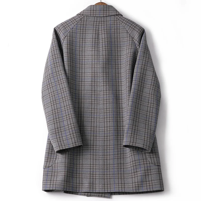 Shuchan England Style Plaid Long Woman Blazer 2019 Double Breasted Notched Blaser Feminino Women's Jacket Casaco Feminino