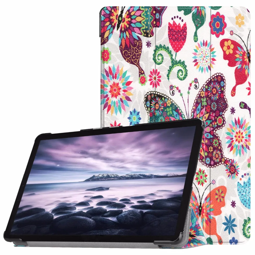 

New Printed Case For Samsung Galaxy Tab A2 10.5 T590 T595 Tri-fold Stand Case Magnetic Cover for Samsung Tab A2 10.5inch