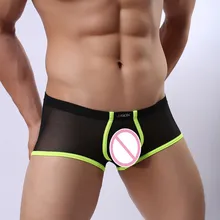 Модные мужские сексуальные трусы, кружевные прозрачные трусы-боксеры, Сетчатое нижнее белье, шорты, экзотические боксеры, jjsox, Размеры M, L, XL