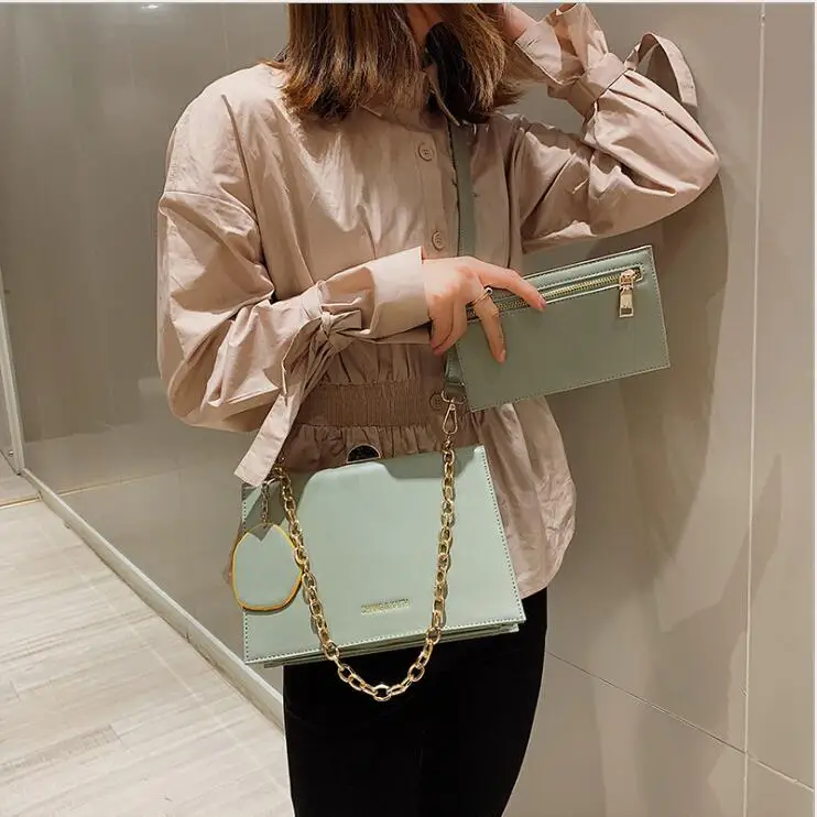 

2019 New pattern Lock catch fashion High Quality PU Leather concise fashion style single shoulder bag Crossbody Handbags hand